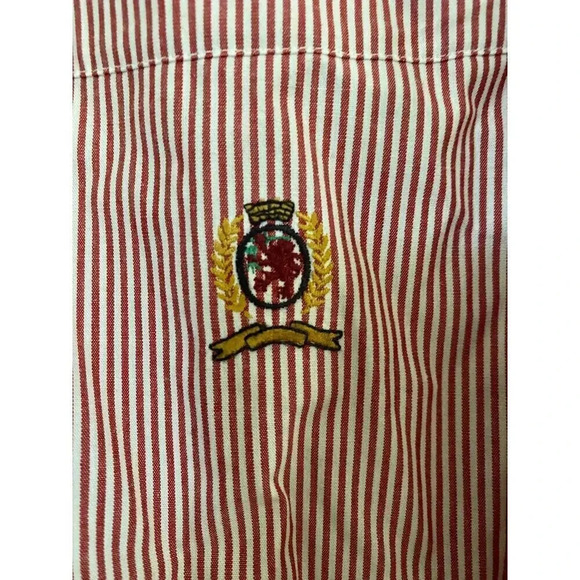 Tommy Hilfiger Men's Red Striped Super Oversize Button Down Shirt Size 16 1/2 35 - Picture 3 of 8